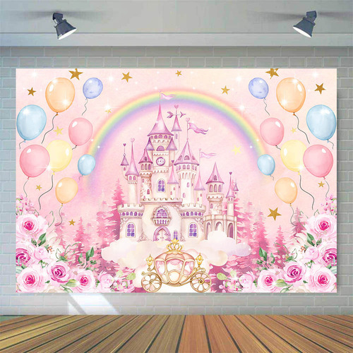 Fondo De Fotografía De Cumpleaños De Niña Princesa Castillo