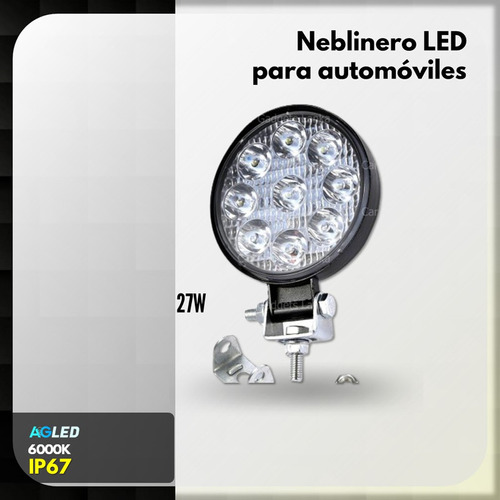 Neblinero Led Auto 27w 6000k 9led Redondo 4.5 