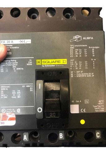 Interruptor Termomagnetico Square D Fal36020 3x20a