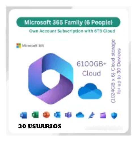 Microsoft Office Family: 6 Users, 6tb, 5 Pcx Usuario