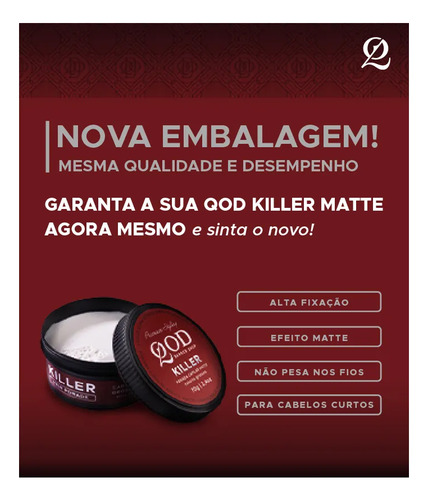 Pomada Capilar Modeladora Matte Alta Fixa Qod Premium