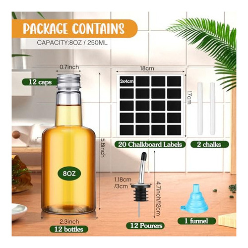 Dandat 24 Botellas De Jarabe De Plástico De 8 Oz, Recipient