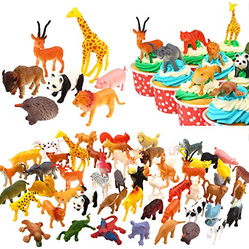 Figura De Animales De 80 Piezas Mini Safari Animales De...