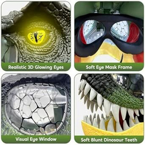 Máscara De Dinosaurio Con Mandíbula Extraíble Con 2 Garras,