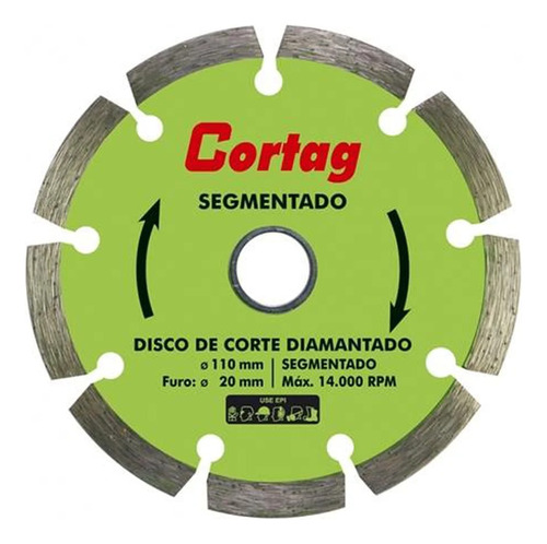 Disco Cortag Diamantado Segmentado 110mx20mm Cor Verde