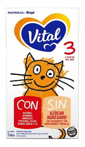 Leche de fórmula líquida Nutricia Bagó Vital 3 brick 1L
