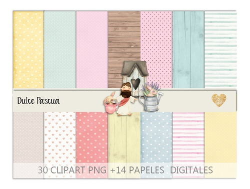 Kit Digital Pascua Papeles + Clipart