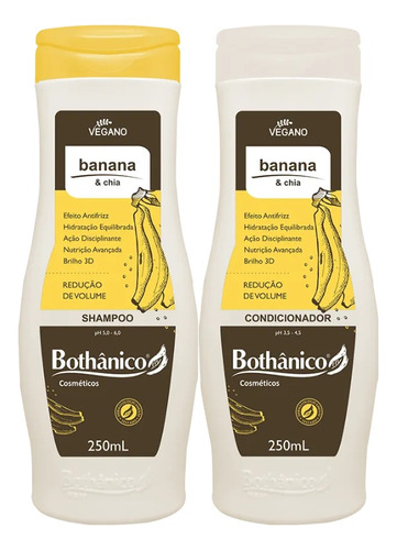 Kit Shampoo E Cond Banana E Chia Bothânico Cosméticos 250ml