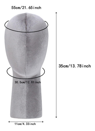 Velvet Wig Head Mannequin Head Model De Almacenamiento Gris