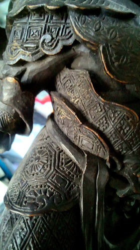 Antiguo Bishamonten Deidad De Los Samurai / No Katana Tsuba Negro (Usado)