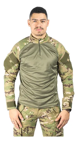 Camisa Masculina Multicam Militar Reforçada Ripstop 2 Bolsos