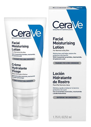 Loción De Rostro Cerave Hidratante Piel Normal A Seca 52 Ml