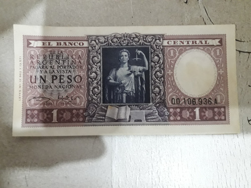 Billete Un Peso Moneda Nacional 