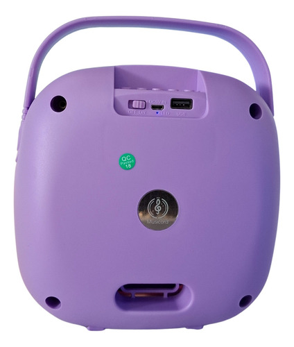 Bocina Portátil Bluetooth Radio Entrada Usb Y Led Multicolor Lila