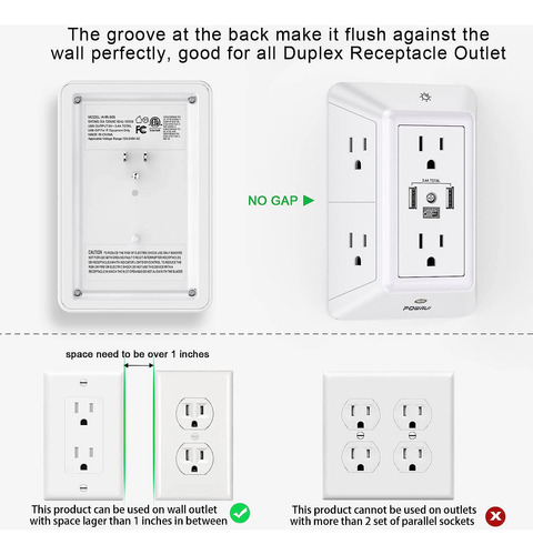 Extensor De Salida Usb Protector Contra Sobretensiones ...