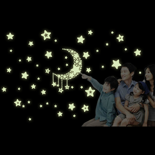 . Adesivos Luminosos Diy Estrelas Lua Céu Noturno Para D