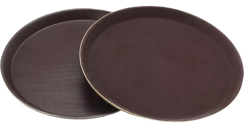 Charola Para Mesero Antiderrapante 37 Cm De Diámetro 2 Pieza