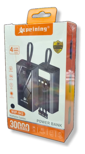 Power Bank 30.000 Mah C/ Carregamento Turbo 20w Fonte Cor Branco/preto