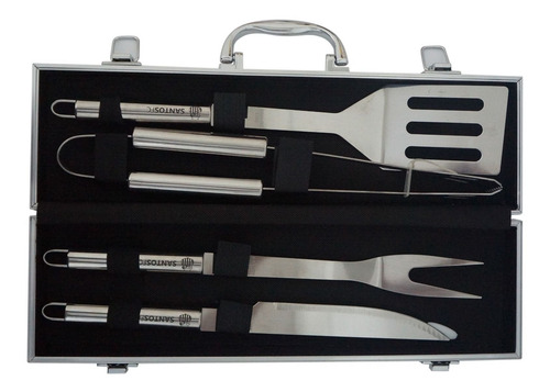 Imagem 4 de 5 de Kit Churrasco 4 Pçs Maleta Santos Aço Inox - Cebola 15028