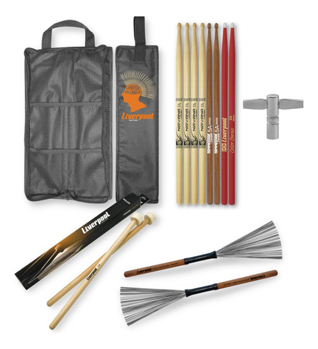 Kit Set Baquetas Diversas + Bag Com01 Liverpool