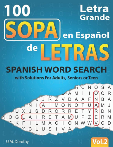 Libro: Sopa De Letras En Español Letra Grande: 100 Puzzles S