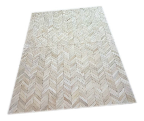 Alfombra Cuero Blanca Chevron 1.8 X 2.4m