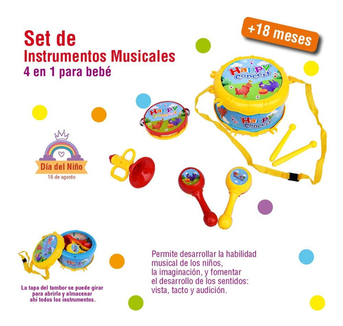  Set De Instrumentos Musicales, 4 En 1, Para Bebé-    9879