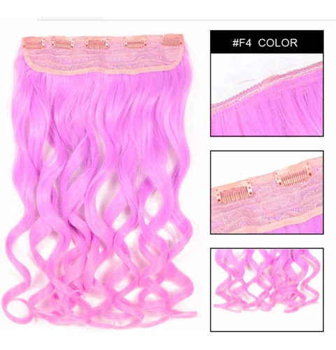 Imagen 2 de 10 de ¡ Extensión De Kanekalon Fucsia Cortina Cabello Ondulada !!