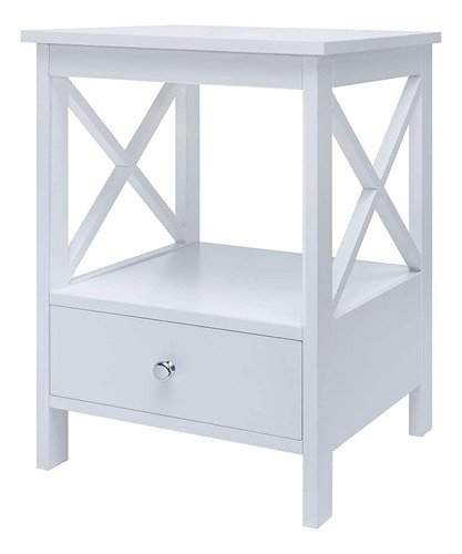 Raamzo Acabado Blanco Mesita De Noche Mesa Lateral Con Cajón