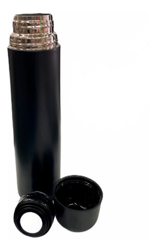 Imagen 2 de 5 de Termo Bala Acero Negro 1l Doble Capa Termica Tapon Mate Piu