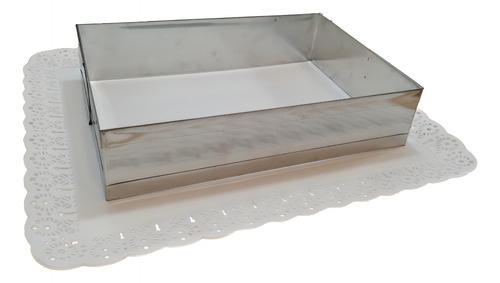 Molde Chocotorta Base Bandeja Rectangular Repostería Blanco Y Plateado