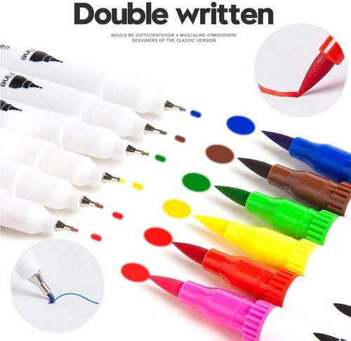 Imagen 2 de 8 de Marcadores De Doble Punta Pincel 100 Colores Acuarela