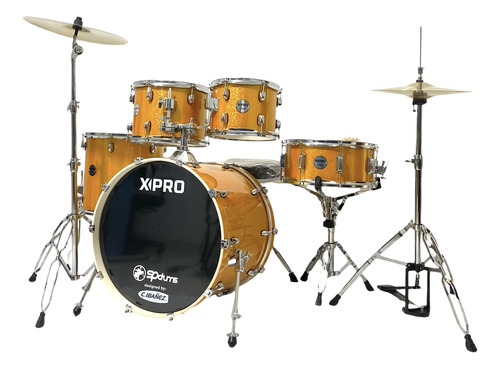 Bateria Completa Xpro Stage Sparkle Com Peles Evans