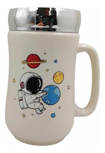 Mug Tapa Espejo Térmico Con Diseños De Astronauta