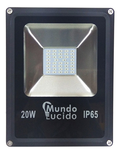 Reflector Led Mundo Lucido Exterior Rf20 20w Con Luz Luz Roja Y Carcasa Negra 85v-150v