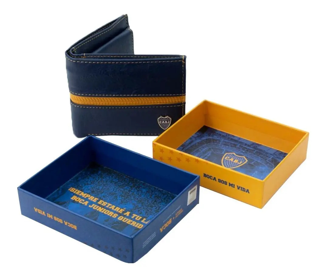 Billetera Boca Juniors Con Licencia Color Azul/Amarillo Diseño de la tela Cuero Ecológico