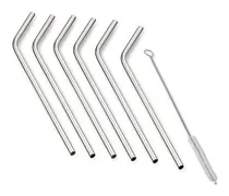 Comprar Sorbetes Acero Curvos Cañitas Reusable 6 Unid+ Cepillo Cañas