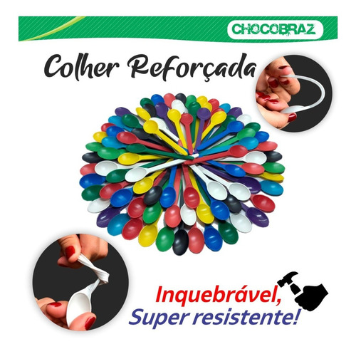 Imagem 2 de 8 de 1000 Colherzinhas Sobremesa Colher Inquebrável Full Colorida