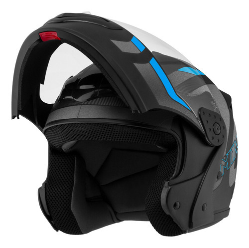 Capacete Robocop Escamoteável Fechado Mixs Gladiator Delta S Cor Cinza Azul Fosco Tamanho do capacete 62