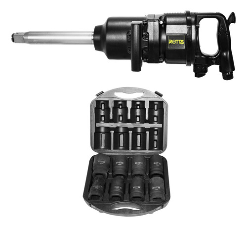 Chave Impacto Pneumática 1 Pol 380kgf 3600rpm + Kit Soquete