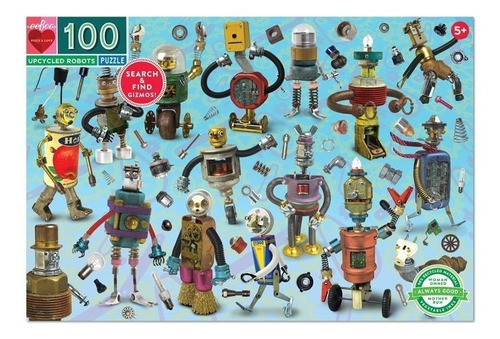 Puzzle Rompecabezas 100 Piezas Niño Eeboo Robots Reciclados