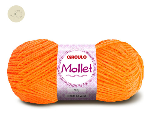 1 Novelo Lã Mollet 100g - Círculo Para Croche Trico Cor 782 - Laranja Neon