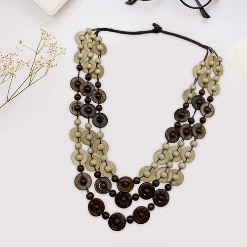 Collar Bohemio Multicolor Collar De Cuentas De Cafe Blanco