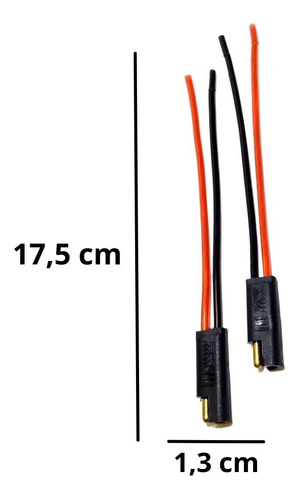 Chicote Preto Plug Para Caixa Conector 2 Vias Com Fio 2,5 Mm