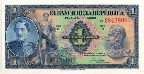 Colombia 1 Peso 1946 Estado 10