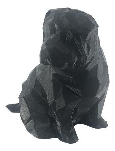 Shar-pai Sentado Low Poly Cachorro Pet Decoração 3d Preto