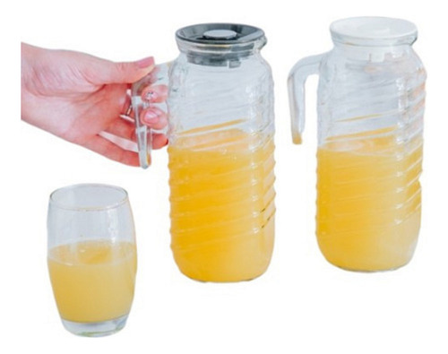 Jarra Vidrio Rigolleau Banding Heladera C/tapa X 1 Unidad Transparente