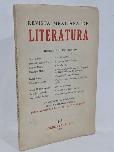 Revista Mexicana De Literatura Homenaje A Luis Cernuda 1-2 