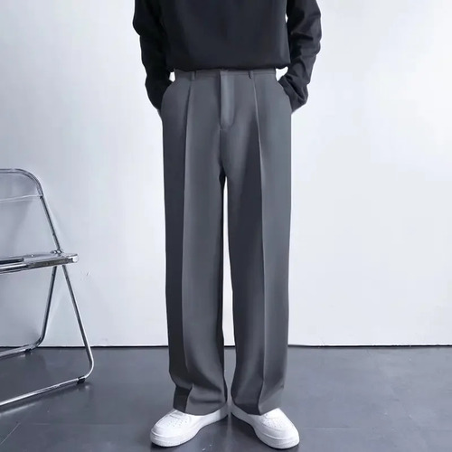 Pantalones Para Hombre Con Diseño De Pernera Recta En Fibra