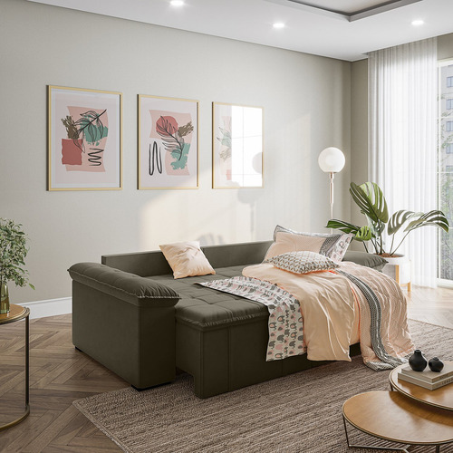 Sofá Cama Palmeira 3 Lugares Retrátil Reclinável 2,20m Wt